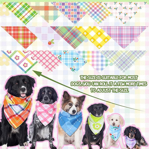 100 Pcs Spring Dog Bandanas Bulk Pet Bibs Colorful Triangle Scarf Pet Bandanas - Image 2