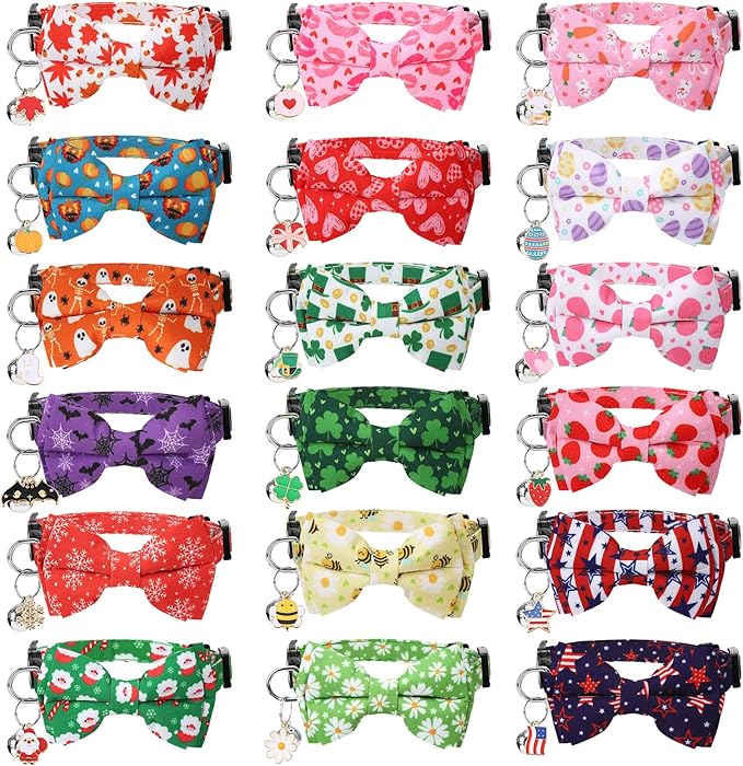 18 Pcs Holiday Cat Collars St. Patrick's Day Cat Collars by Guiqulai