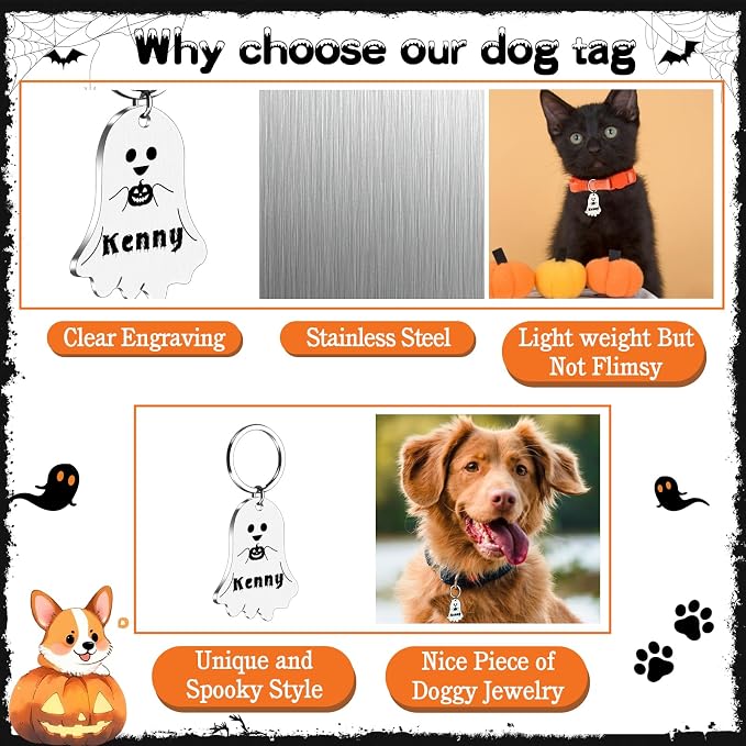 Personalized Pet Tags for Dog Cat, Custom Halloween ID Tags for Dogs, Dog Name - Image 3