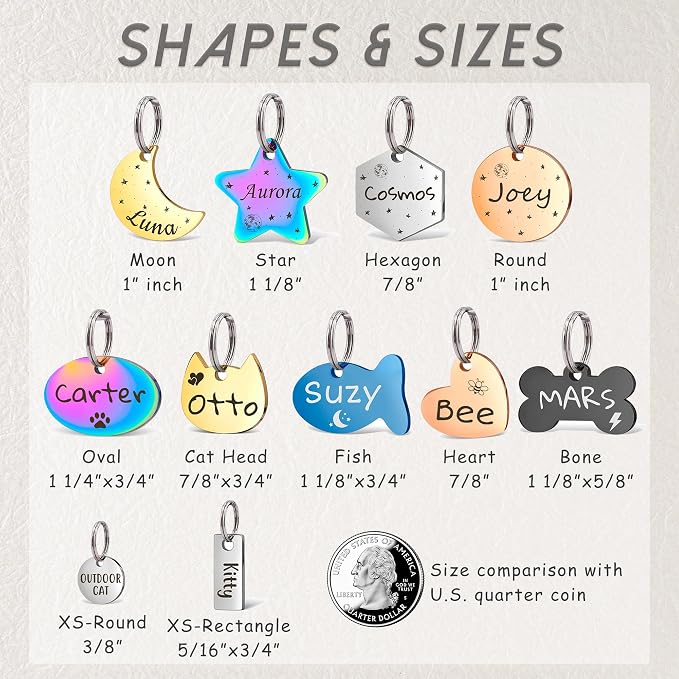 Anavia Small Size Dog Cat ID Tags, Small/XS Personalized Color Plated Stainless - Image 3