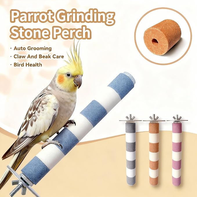 AOTU Natural Sandstone Parrot Perch Bird Toys – Durable Beak & Claw Trimming - Image 2