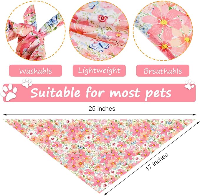 Weewooday 8 Pcs Floral Dog Bandana Spring Flower Pet Triangle Bib Scarf Daisy - Image 2