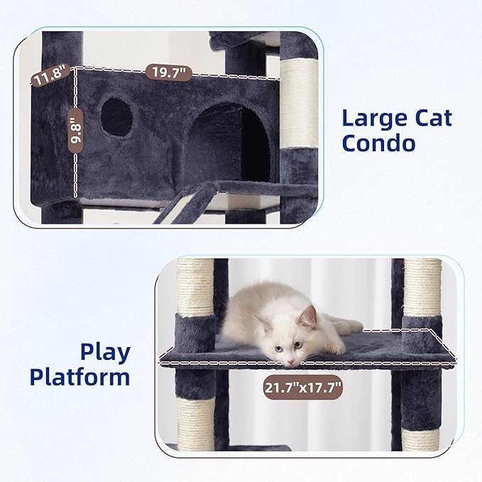 Cat Tree for Large Cats, 78.7" Tall Cat Tower for Indoor Cats Multiple Cats - Image 4