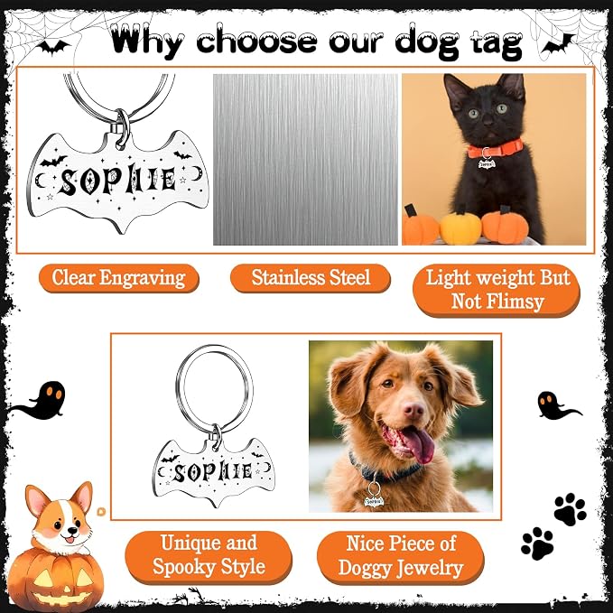 Personalized Pet Tags for Dog Cat, Custom Halloween ID Tags for Dogs, Dog Name - Image 3