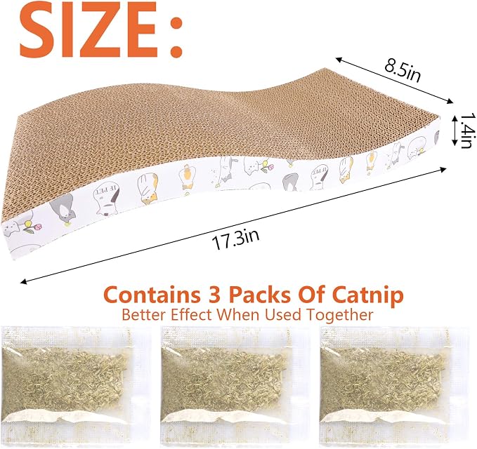 PatiencET 3 Pack Cat Scratcher Pad Recycle Corrugated Cat Scratching Pad Type S - Image 4