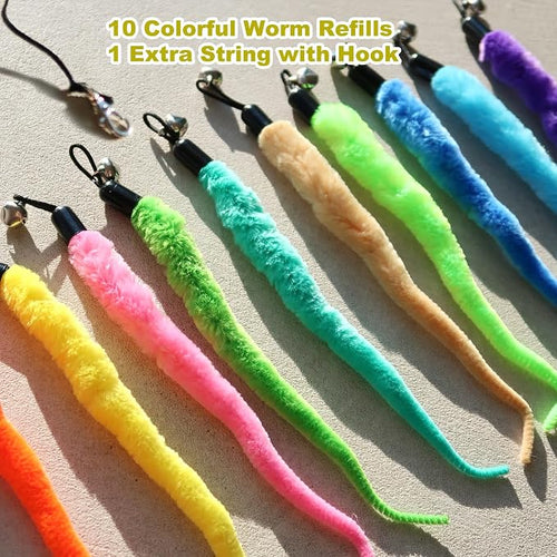 10PCS Cat Worm Toy for Cats, Cat Wand Toy Accessories, Cat Feather Toy - Image 2
