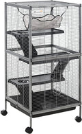 PawHut Metal Small Animal Cage, 4-Tiers Rolling Big Ferret Cage by PawHut