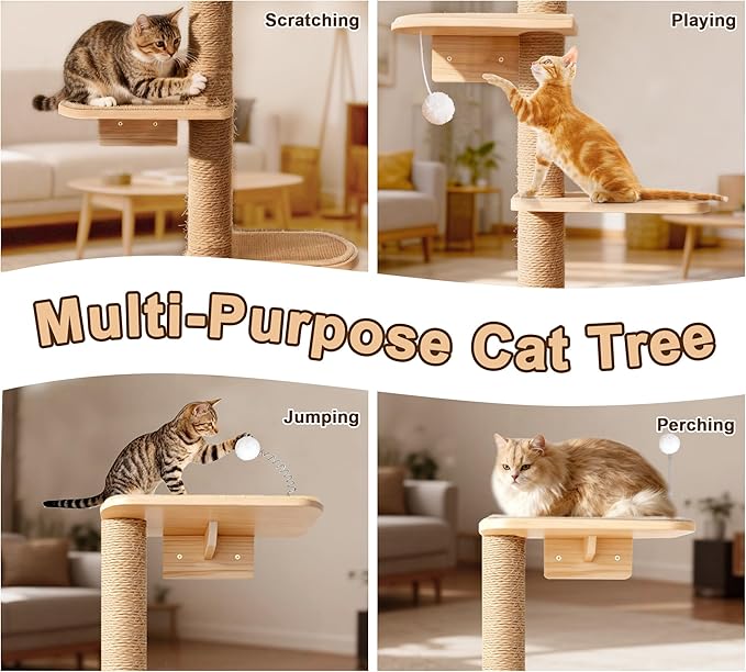 Wild Simulation Cat Tree for Kittens, 5-Level Floor to Ceiling Cat Wall Shelves - Image 3
