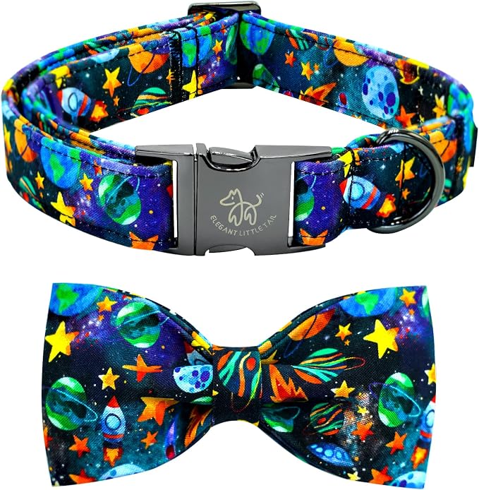 Elegant little tail Dog Collar, Boy Pet Collrs Blue Durable Soft Bowtie Dog by Elegantlittletail