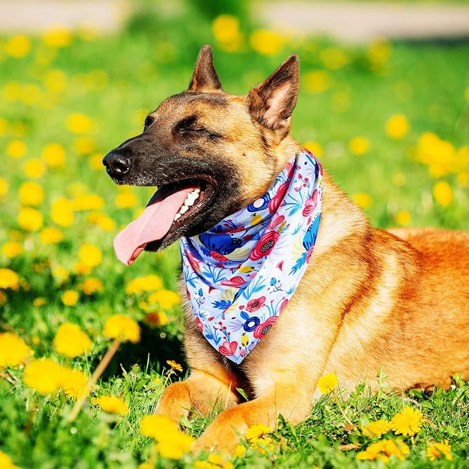 Weewooday 8 Pcs Floral Dog Bandana Spring Flower Pet Triangle Bib Scarf Daisy - Image 6