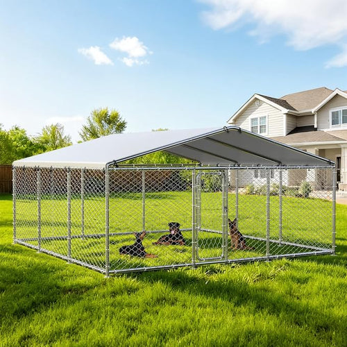 15.3'x15.3'Large Outdoor Dog Kennel Outside– Heavy-Duty Dog Enclosure by Unknown