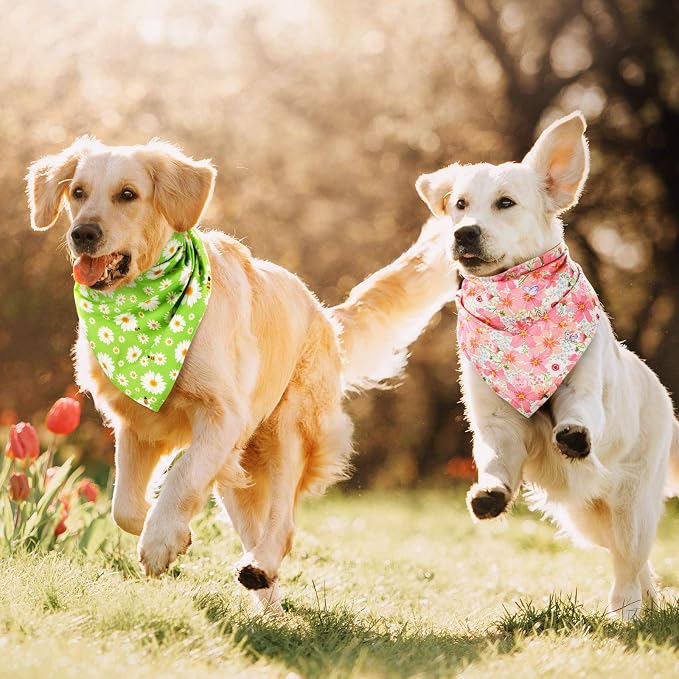 Weewooday 8 Pcs Floral Dog Bandana Spring Flower Pet Triangle Bib Scarf Daisy - Image 5