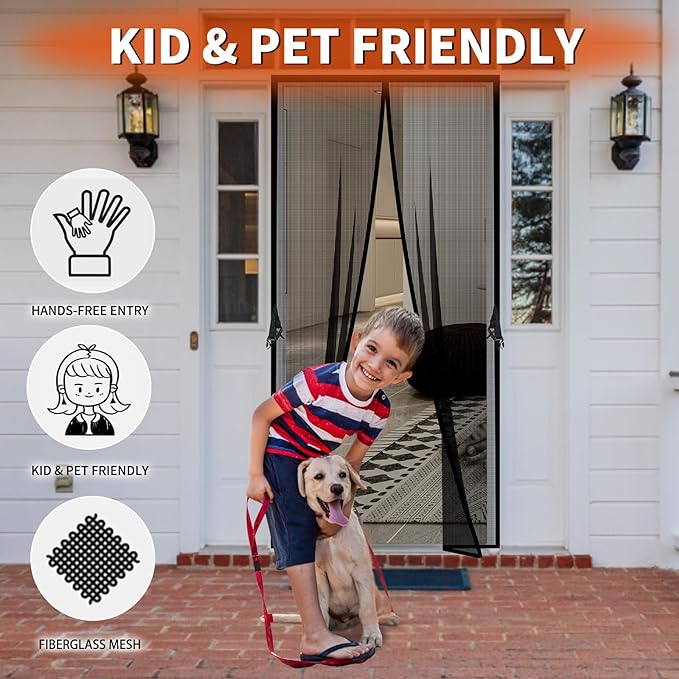 Reversible Left Right Side Opening Fiberglass Magnetic Screen Door, Fit Door - Image 3