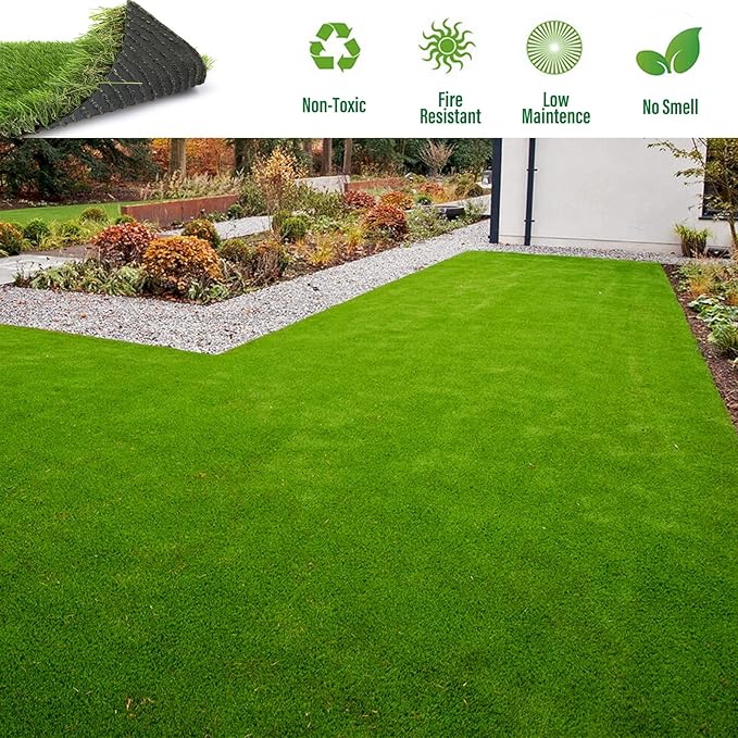 Artificial Grass Rug Outdoor Indoor 10FTX13FT Fake Grass Carpet Green Synthetic - Image 7