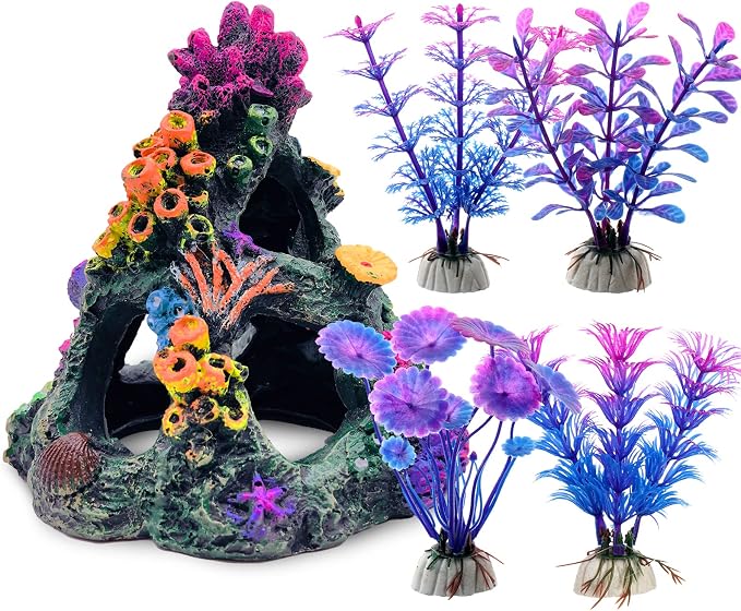 GSD Aquarium Colorful Coral Reef Set Fish Tank Decoration Mountain Ornament by GSD