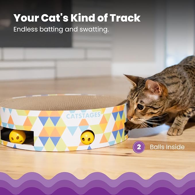 Catstages Bowl Track Scratcher Cat Ball-Track Toy, Corrugated Scratch, and - Image 3