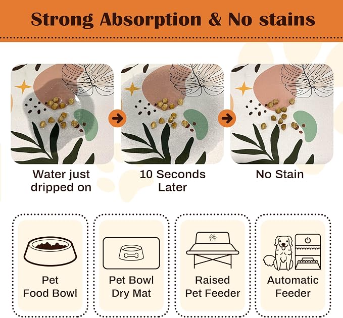 Pet Feeding Mat for Floors Waterproof Dog Mat for Food and Water Absorbent - Image 2