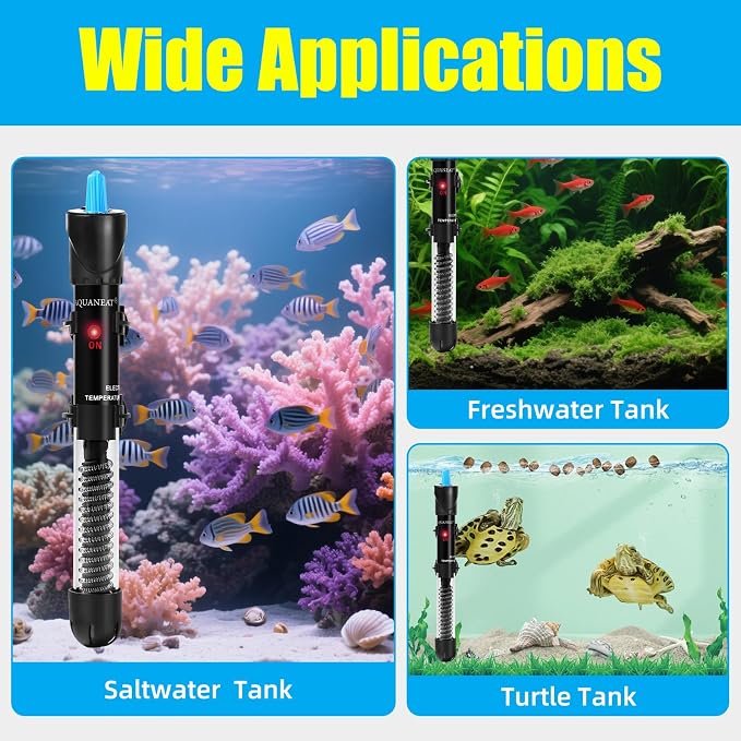 AQUANEAT Aquarium Heater, 25W Fish Tank Heater, Adjustable Submersible Water - Image 9