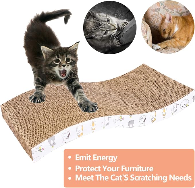 PatiencET 3 Pack Cat Scratcher Pad Recycle Corrugated Cat Scratching Pad Type S - Image 5