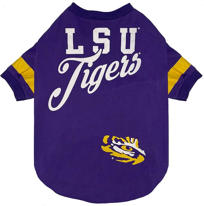 NCAA LSU Tigers Dog & Cat T-Shirt, Large. Football/Basketball PET TEE by PETSFIRST