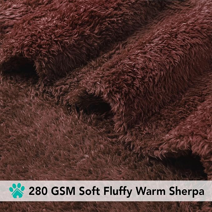 PetAmi Dog Blanket for Small Dogs Brown, Fluffy Soft Puppy Blanket, Sherpa - Image 4