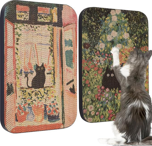 2 Pack Art Cat Scratcher, Wall-Mountable Cat Scratch Pad, Wall Cat Scratcher by LESISSMER
