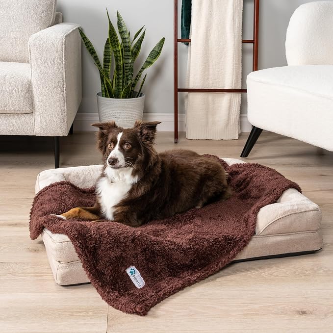 PetAmi Dog Blanket for Small Dogs Brown, Fluffy Soft Puppy Blanket, Sherpa - Image 3