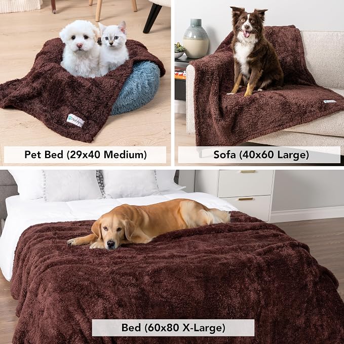 PetAmi Dog Blanket for Small Dogs Brown, Fluffy Soft Puppy Blanket, Sherpa - Image 5