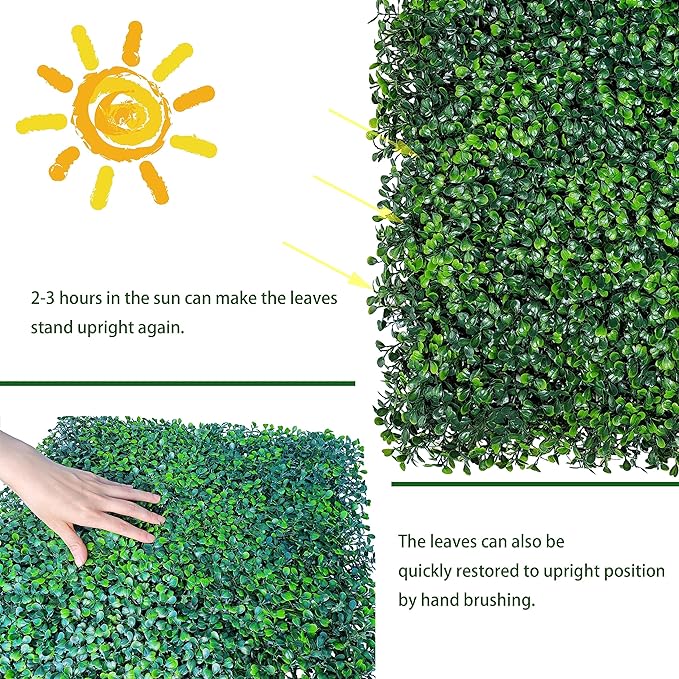 Artificial Boxwood Roll, 48x120 in UV-Anti Faux Ivy Boxwood Hedge Leaf Grass - Image 5